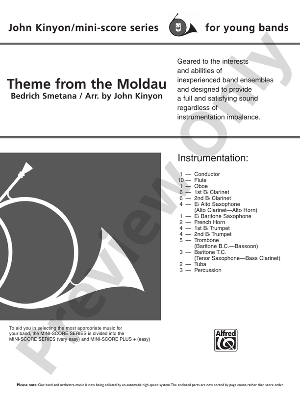 Theme from "The Moldau" - Concert Band Conductor Score & Parts (Digital Download)