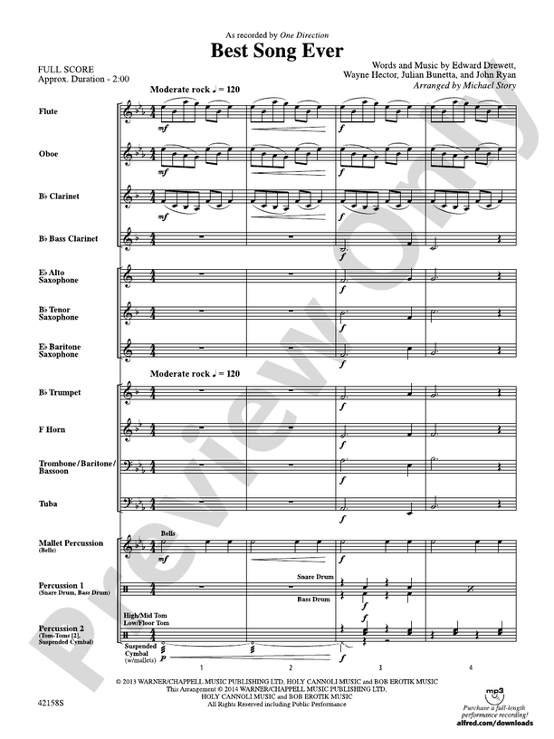 Best Song Ever - Concert Band Conductor Score & Parts (Digital Download)