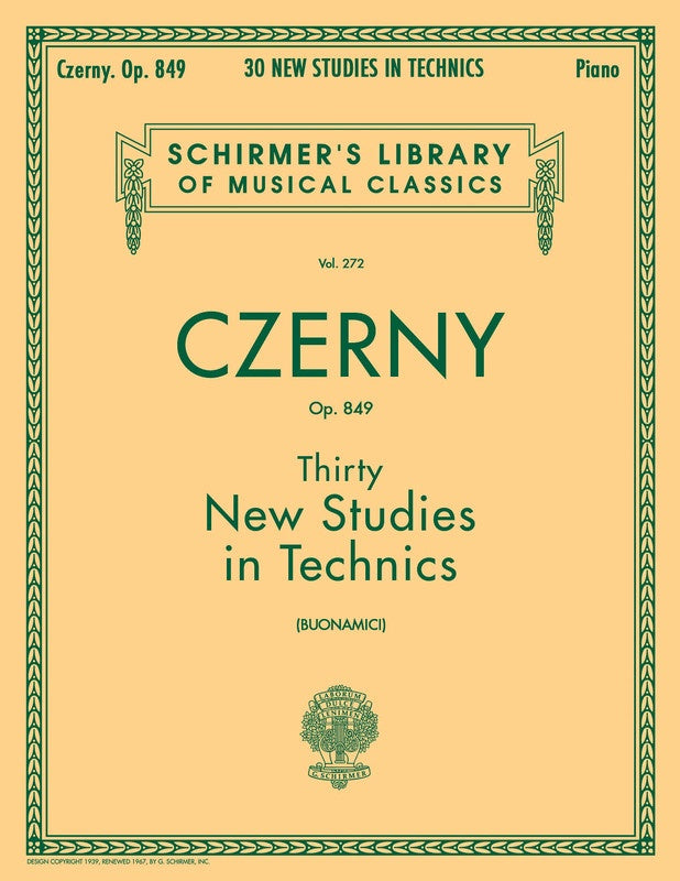 Czerny - New Studies Op849 - Piano Solo Schirmer 50253950