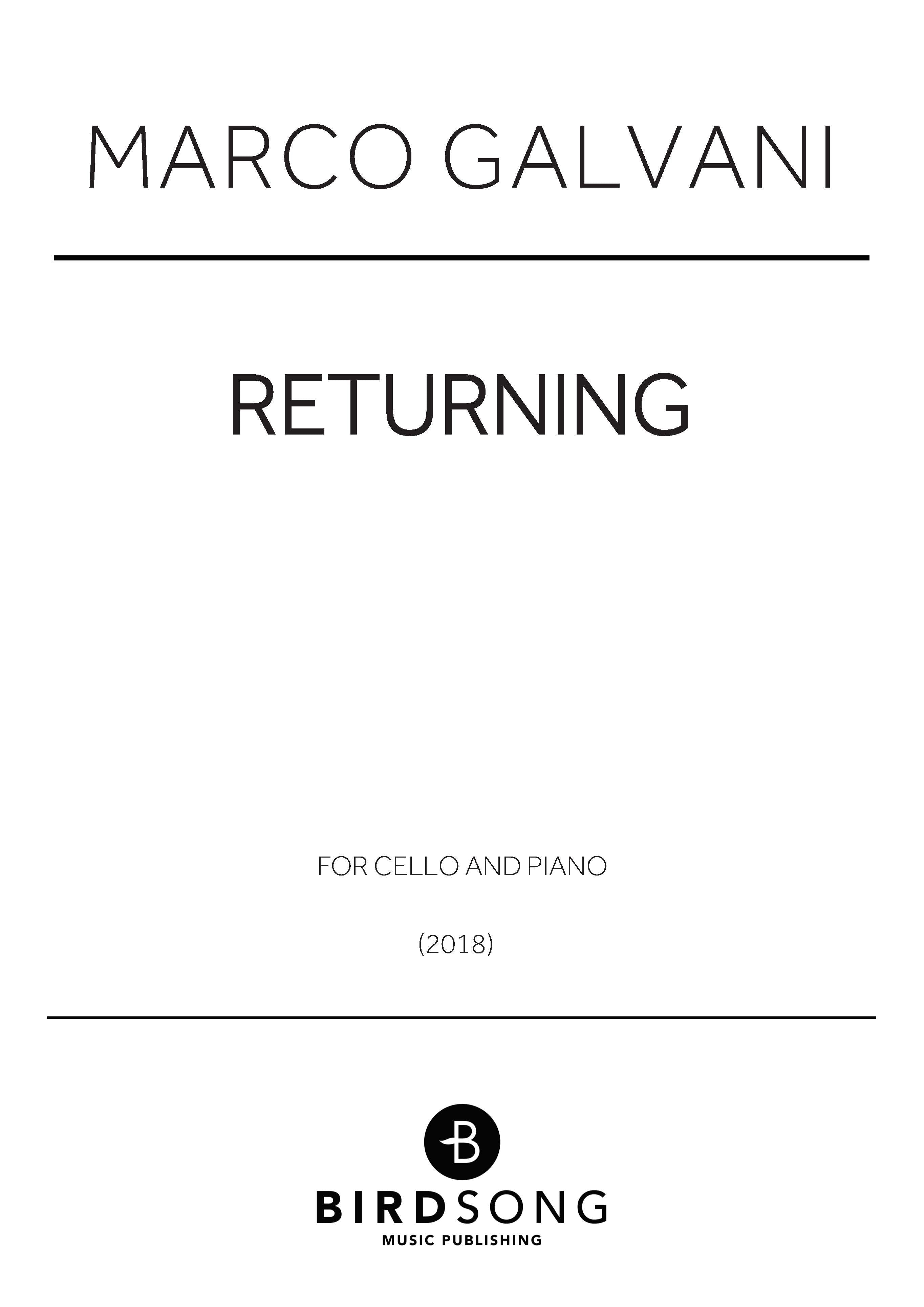Returning - Piano, Cello Duet (Digital Download)