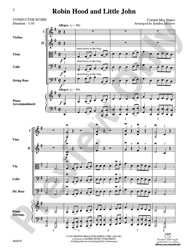 Robin Hood and Little John – String Orchestra Conductor Score & Parts (Digital Download)