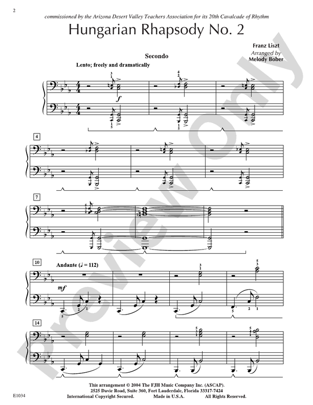 Liszt - Hungarian Rhapsody No. 2 - Piano (Digital Download)