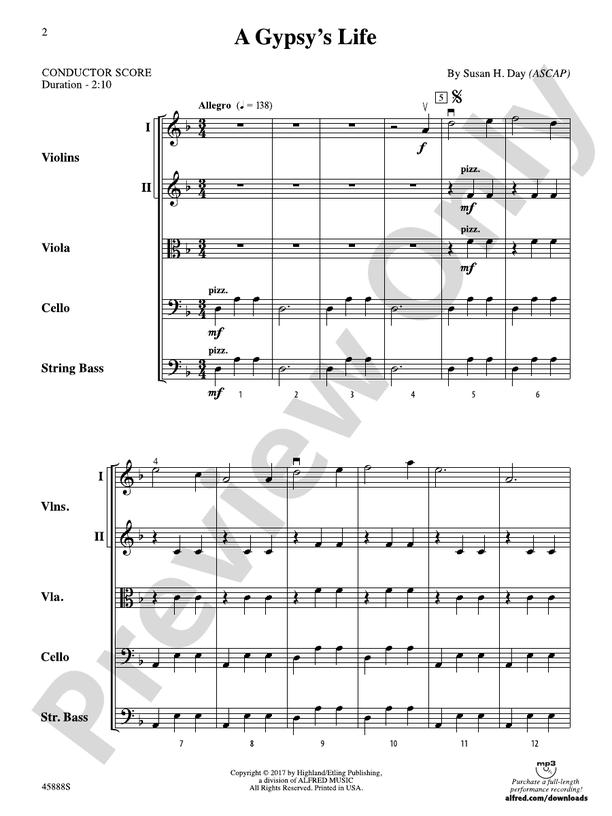 A Gypsy's Life - String Orchestra Conductor Score & Parts (Digital Download)