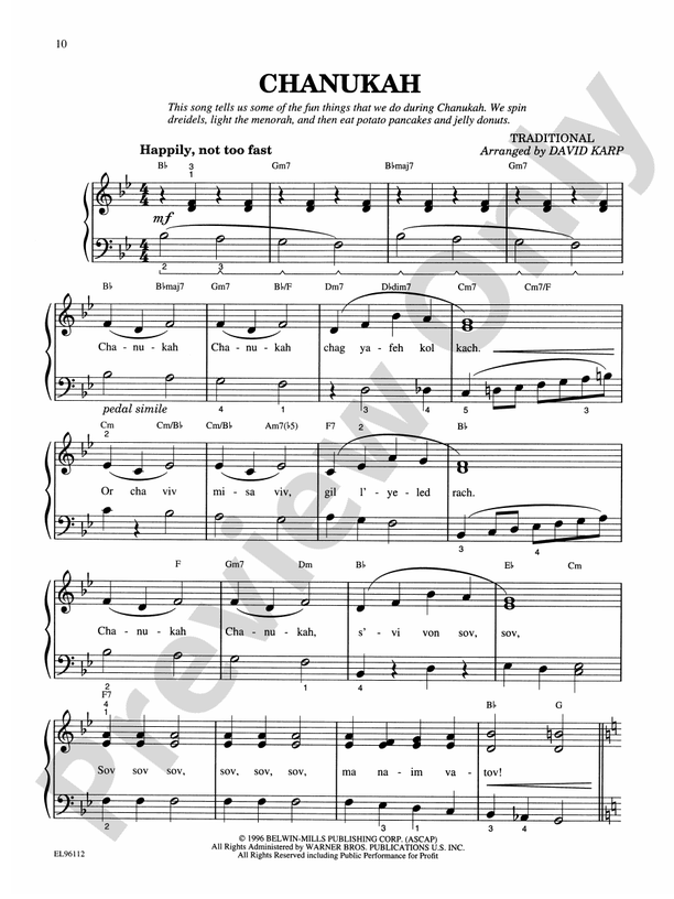 Hebrew Holiday and Folk Songs: With Lyrics, Translations and Guitar Chords - Piano (Digital Download)