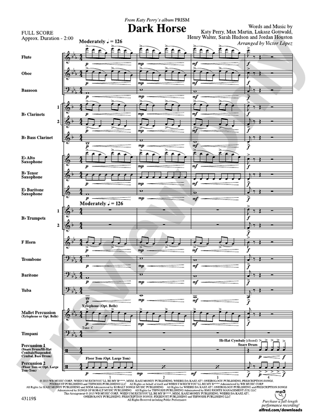 Dark Horse - Concert Band Conductor Score & Parts (Digital Download)