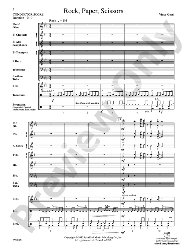 Rock, Paper, Scissors - Concert Band Conductor Score & Parts (Digital Download)
