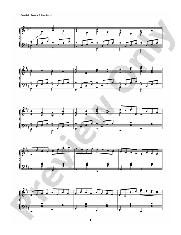 Pachelbel - Canon in D - Arr. Robert Schultz - Piano (Digital Download)