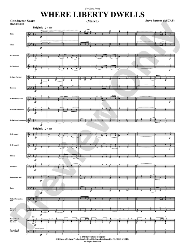 Where Liberty Dwells (March) - Concert Band Conductor Score & Parts(Digital Download)