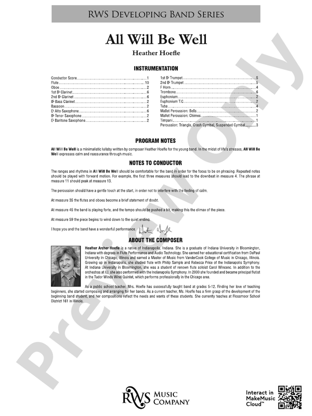 All Will Be Well - Concert Band Conductor Score & Parts (Digital Download)