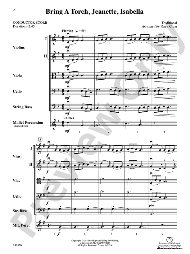 Bring a Torch, Jeanette, Isabella - String Orchestra Conductor Score & Parts (Digital Download)