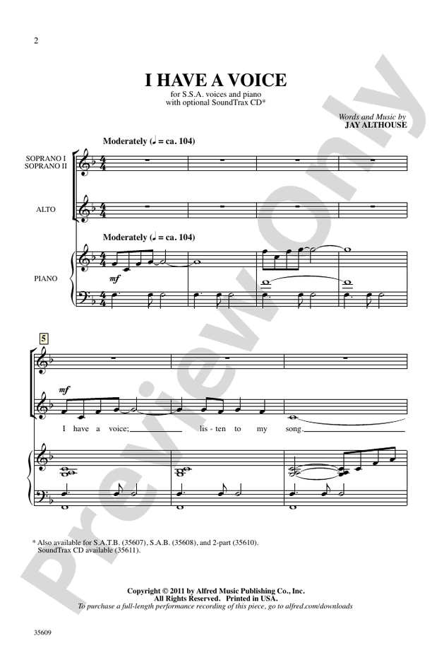 I Have a Voice – SSA Choral Octavo (Digital Download)