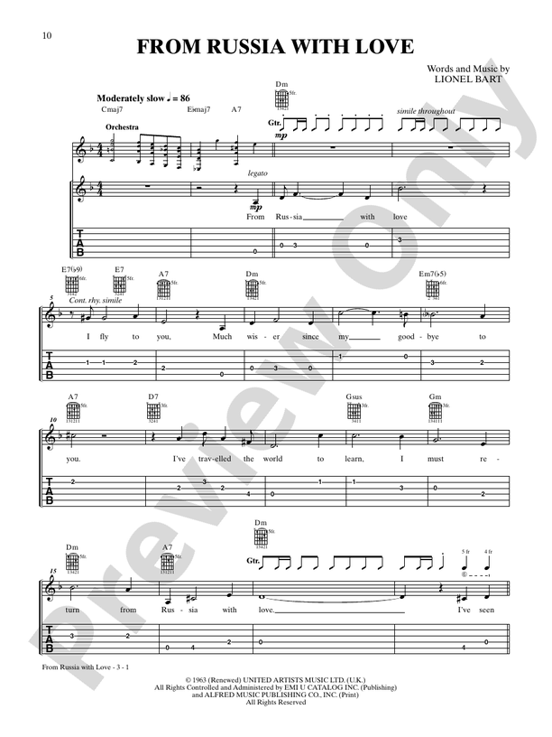 From Russia with Love (from "From Russia with Love") - Guitar TAB (Digital Download)