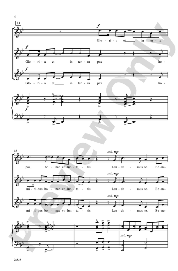 Gloria in Excelsis Deo – SSA Choral Octavo (Digital Download)