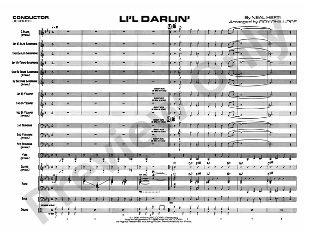 Li'l Darlin' (Grade 1.5) - Jazz Ensemble Conductor Score & Parts (Digital Download)