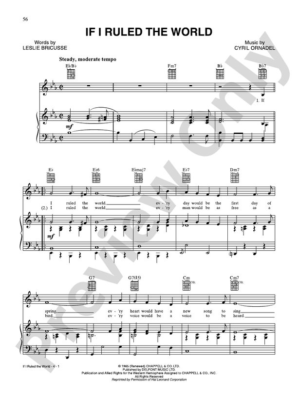 If I Ruled the World -  Tony Bennett - PVG (Digital Download)