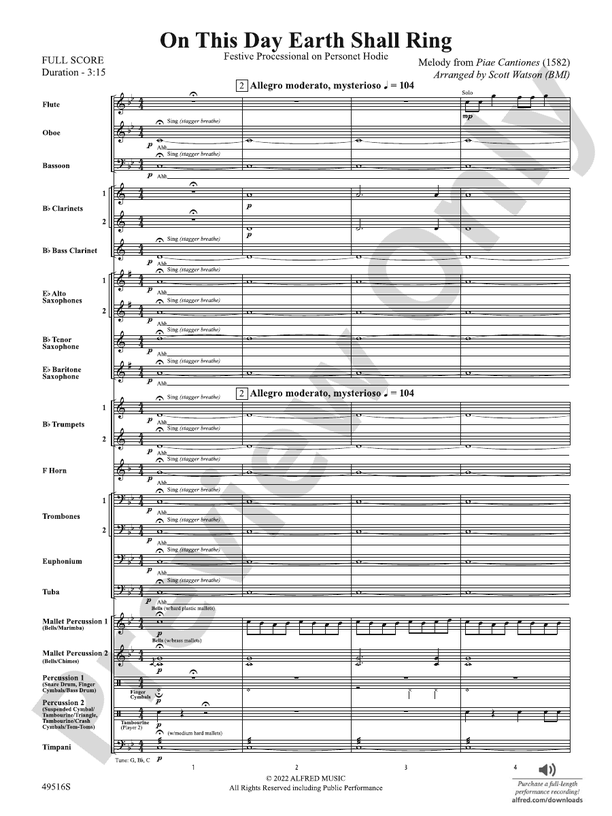 On This Day Earth Shall Ring - Concert Band Conductor Score & Parts (Digital Download)