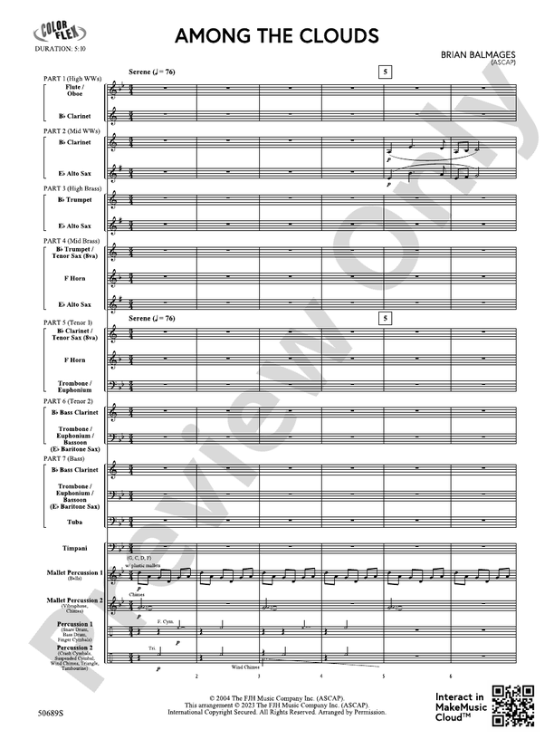 Among the Clouds – Concert Band Conductor Score & Parts (Digital Download)