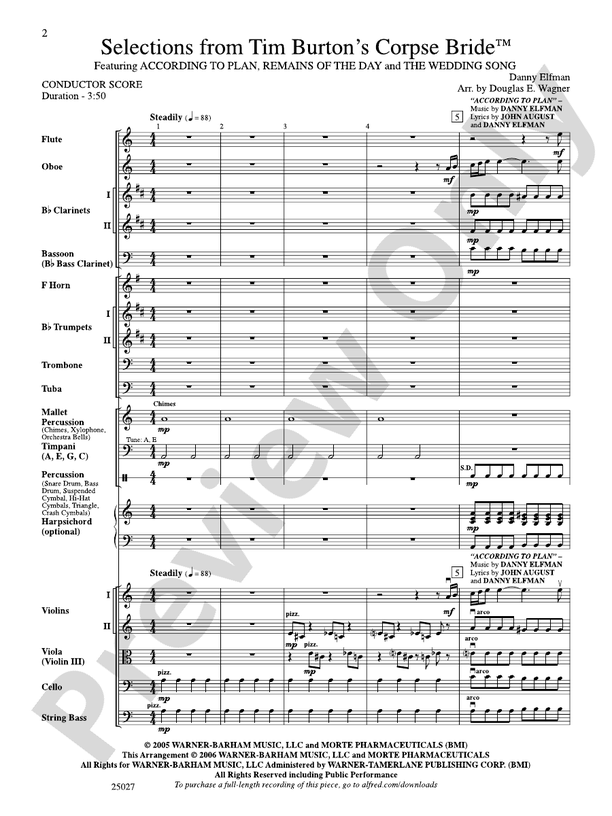 Corpse Bride, Selections from Tim Burton's – Full Orchestra Conductor Score & Parts (Digital Download)