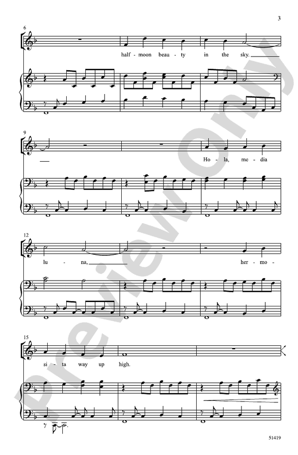 Hola, Media Luna - 2 Part Treble Choral Octavo (Digital Download)