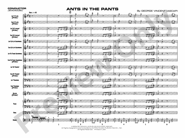 Ants in the Pants - Jazz Ensemble Conductor Score & Parts (Digital Download)