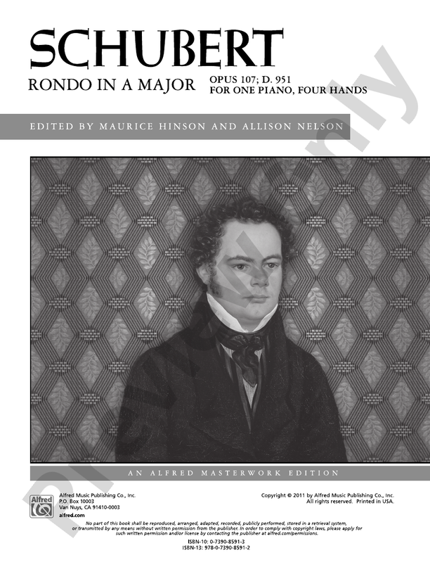 Schubert - Rondo in A Major, Opus 107, D. 951 - 1 Piano, 4 Hands (Digital Download)