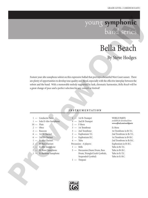 Bella Beach - Concert Band Conductor Score & Parts (Digital Download)