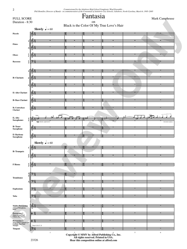 Fantasia (on "Black Is the Color of My True Love's Hair") - Concert Band Conductor Score & Parts (Digital Download)
