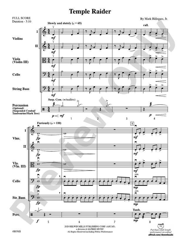 Temple Raider - String Orchestra Conductor Score & Parts (Digital Download)