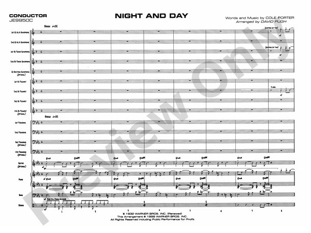 Night and Day (David Pugh) - Jazz Ensemble Conductor Score & Parts (Digital Download)