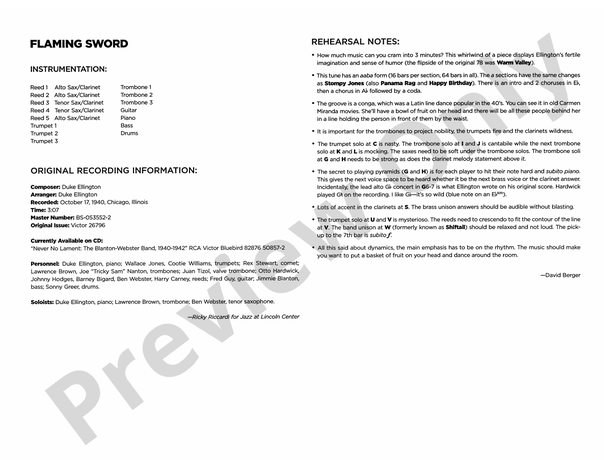 Flaming Sword – Jazz Ensemble Conductor Score & Parts (Digital Download)