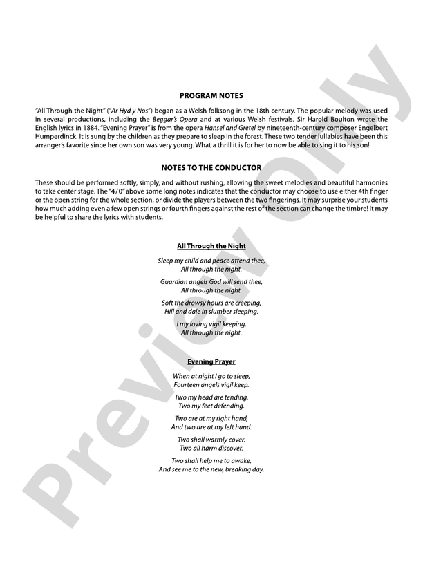 Songs for Slumber - String Orchestra Conductor Score & Parts (Digital Download)