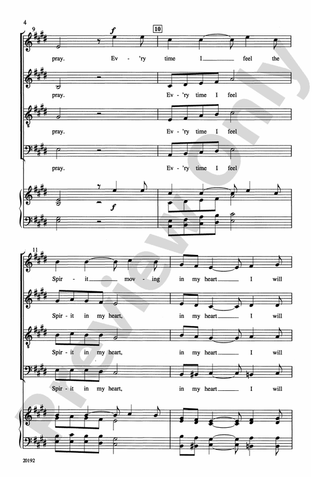 Ev'ry Time I Feel the Spirit – SATB divisi, a cappella Choral Octavo (Digital Download)