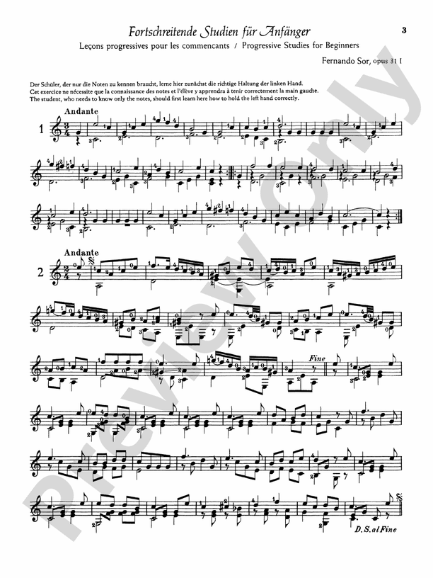 Sor: Complete Progressive Studies for the Beginner, Op. 31 - Guitar (Digital Download)