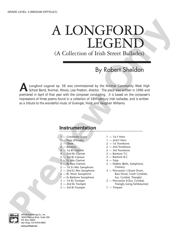 A Longford Legend - Concert Band Conductor Score & Parts (Digital Download)