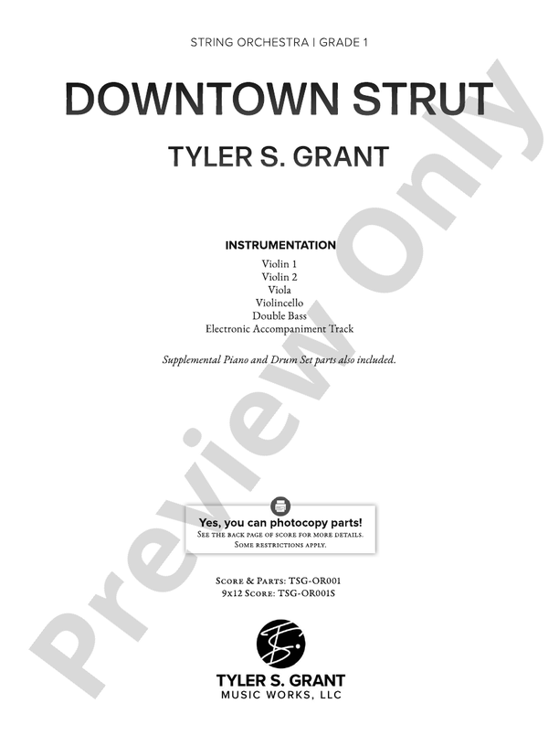 Downtown Strut - String Orchestra Conductor Score & Parts (Digital Download)