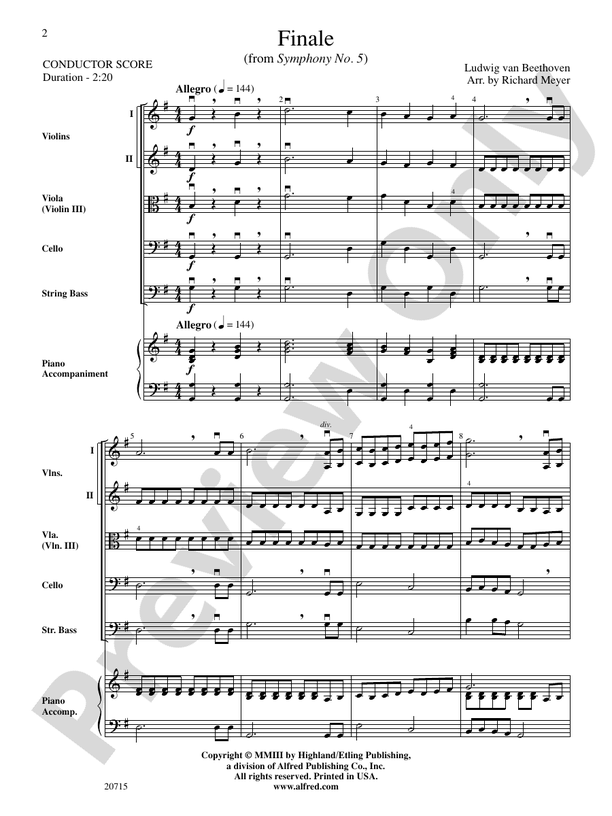 Finale (from Symphony No. 5) – String Orchestra Conductor Score & Parts (Digital Download)