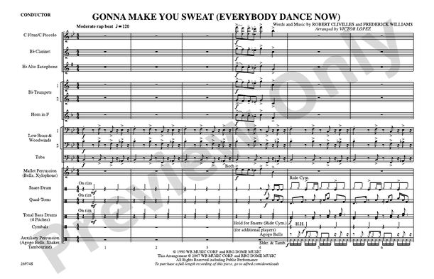 Gonna Make You Sweat (Everybody Dance Now) – Marching Band Conductor Score & Parts (Digital Download)