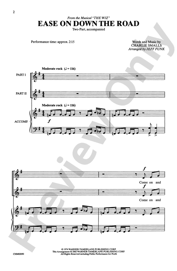 Ease on Down the Road (from The Wiz) – 2-Part Choral Octavo (Digital Download)