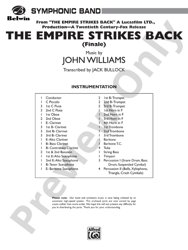 The Empire Strikes Back (Finale) - Concert Band Conductor Score & Parts (Digital Download)