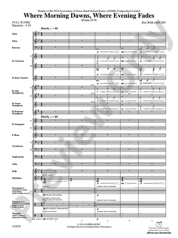 Where Morning Dawns, Where Evening Fades - Concert Band Conductor Score & Parts (Digital Download)