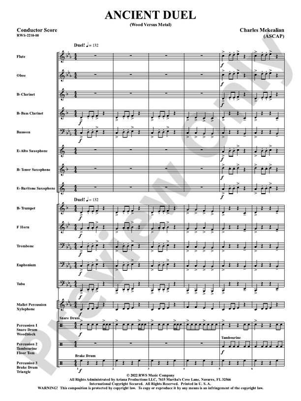 Ancient Duel - Wood Versus Metal - Concert Band Conductor Score & Parts(Digital Download)