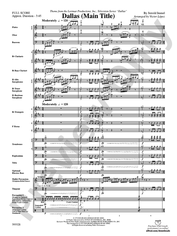 Dallas (Main Title) - Concert Band Conductor Score & Parts (Digital Download)