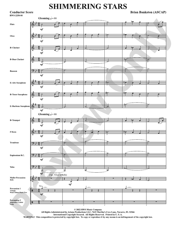 Shimmering Stars - Concert Band Conductor Score & Parts(Digital Download)