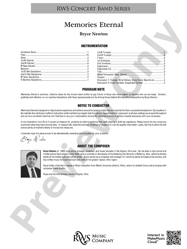 Memories Eternal - Concert Band Conductor Score & Parts(Digital Download)