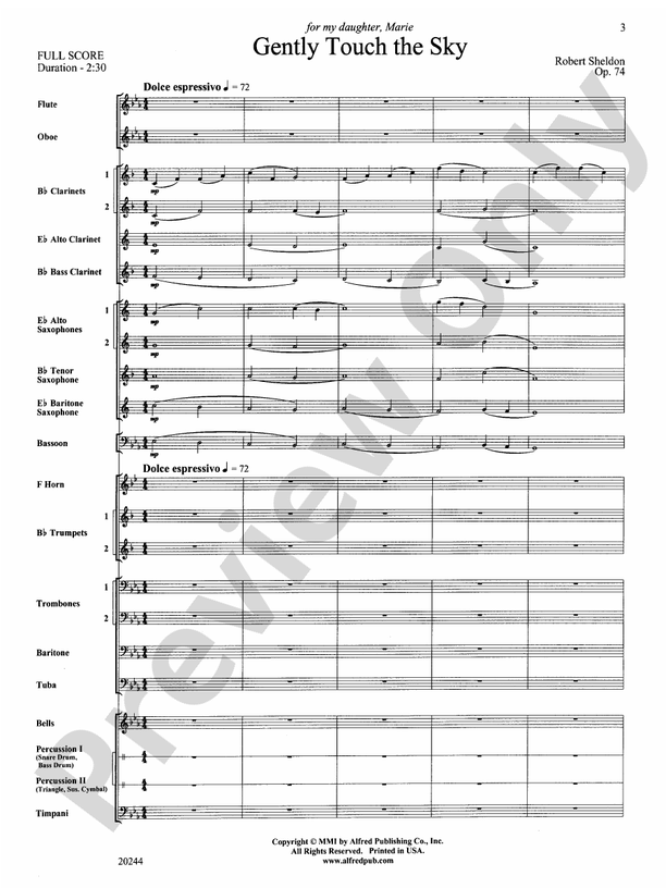 Gently Touch the Sky - Concert Band Conductor Score & Parts (Digital Download)