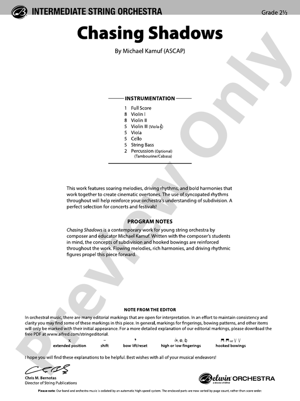 Chasing Shadows - String Orchestra Conductor Score & Parts (Digital Download)