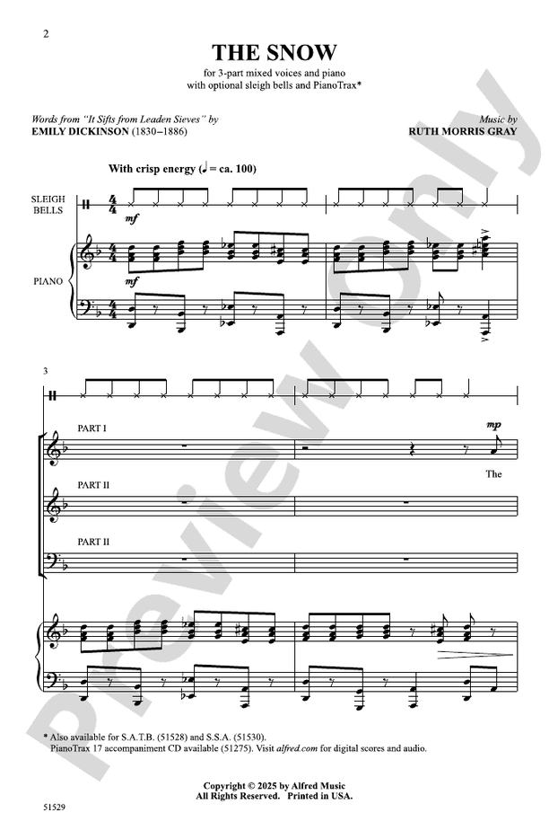 The Snow - 3 Part Mixed Choral Octavo (Digital Download)