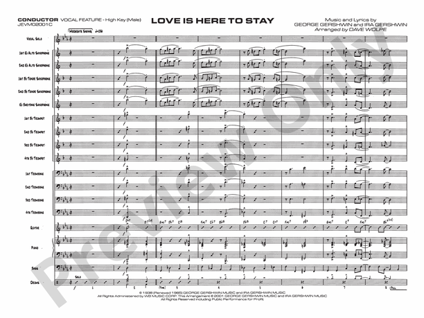 Love Is Here to Stay (Grade 3) - Jazz Ensemble Conductor Score & Parts(Digital Download)