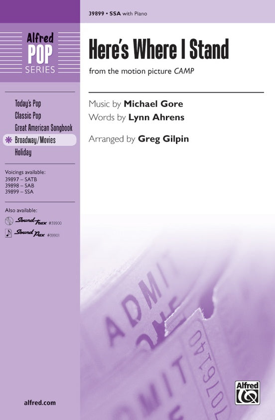 Here's Where I Stand (from the motion picture Camp) – SSA Choral Octavo (Digital Download)