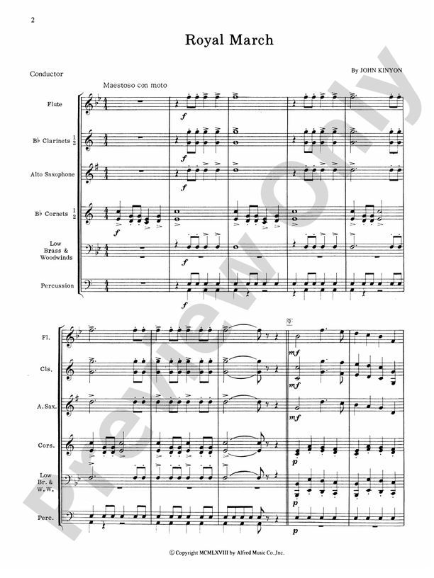 Royal March (John Kinyon) - Concert Band Conductor Score & Parts (Digital Download)